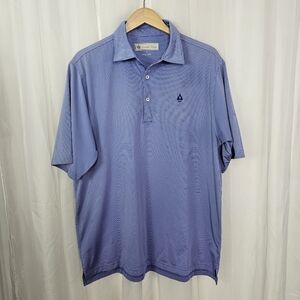 Donald Ross Blue Peach Striped Polo Golf Shirt Size Large